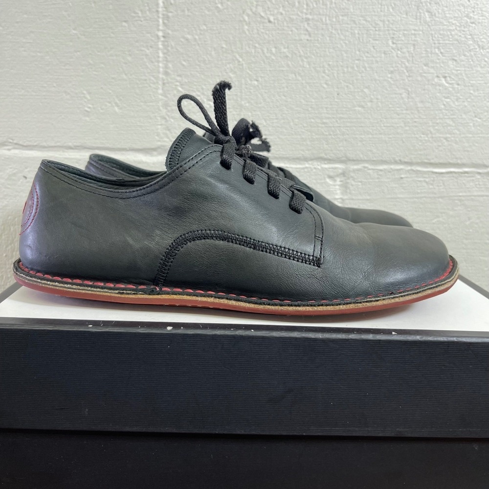 Camper Peu Cami Black Leather Minimalist Barefoot Sneakers Men's 45 EU/12 US